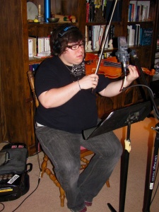 Paul Cartwright recording the cello in the Magic Hourglass. He's a wizard with the violin.