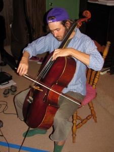 Pete Jacomson recording the cello in the Magic Hourglass
