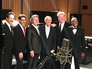 Dick Van Dyke's band L-R: Eric Marienthal sax, Bill Cantos piano, Terry Wollman guitar, Dick Van Dyke, JR Robinson drums, Nathan East bass